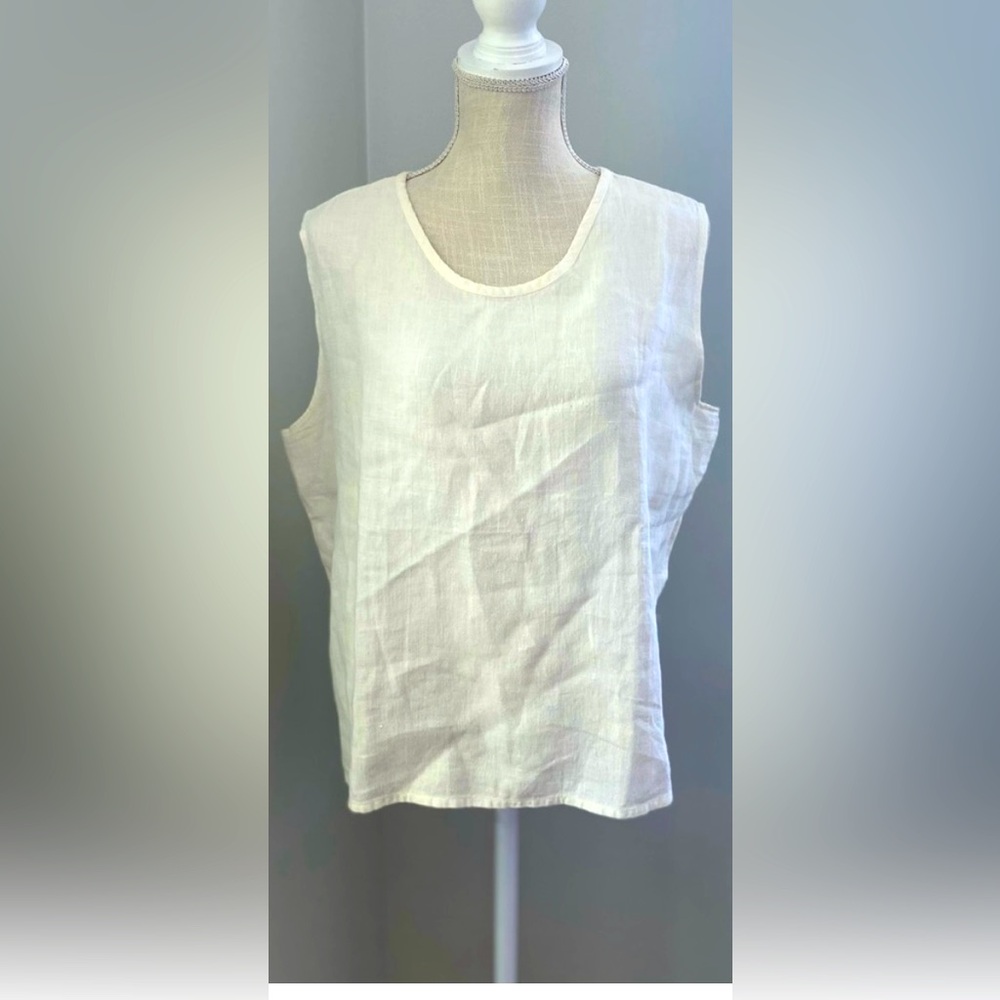EUC Flax Cream Linen Boxy Tank Top
